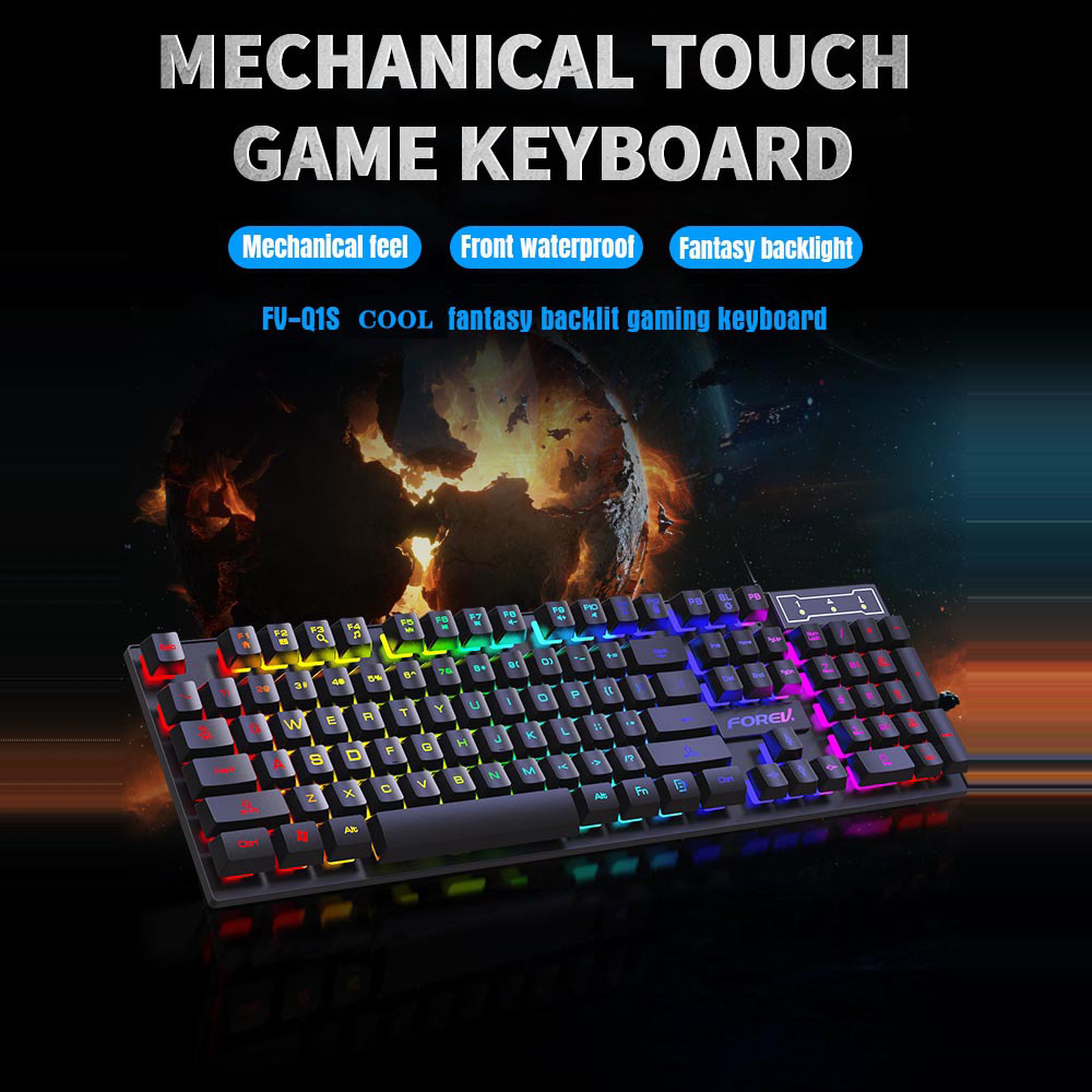 Mechanical Keyboard Wired Gaming Keyboard 104 Keys RGB Backlit LED Receiver for Laptop Desktop Ergonomics Keycap PC Accessories