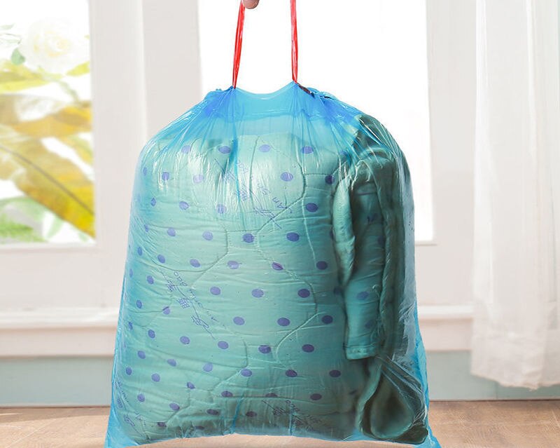 Sac poubelle à haute capacité, Portable, cordon de serrage, ménage cuisine, noir, jetable, épais, stockage de voiture