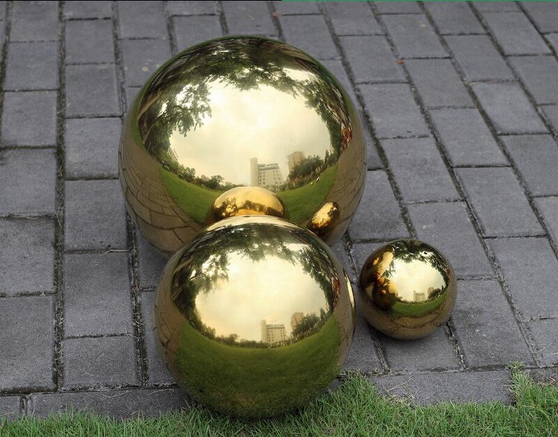 Gyldent 304 rustfrit stål dekorativt guld trappe deco juledekoration havekugler 80mm 90mm 100mm et sæt