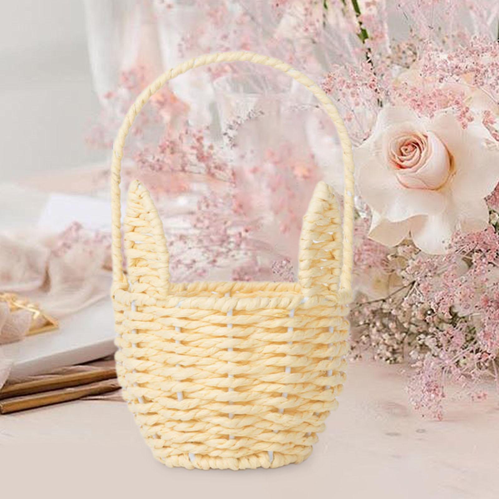 Panier de lapin de pâques mignon tissé, panier de fleurs en corde de papier Portable, décoration de pâques, maison jardin cuisine pique-nique articles divers organisateur
