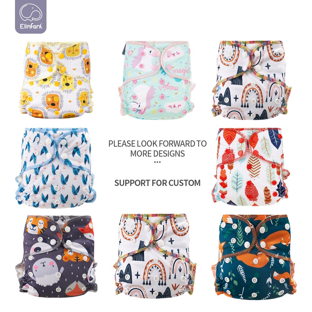 Elinfant Super Soft Baby Hybird A12 Cloth Diaper Waterproof Washable Adjustable Double Strength Suction Fit All 3kg~15kg Baby