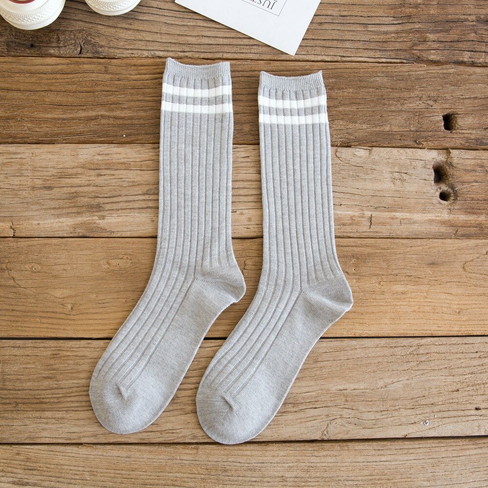 Giapponese Stile Semplice Carino Calzini E Calzettoni Donna di sport del Cotone Mucchio Calzini E Calzettoni Confortevole e Traspirante Strisce Verticali Calcetine Mujer 0503: 09
