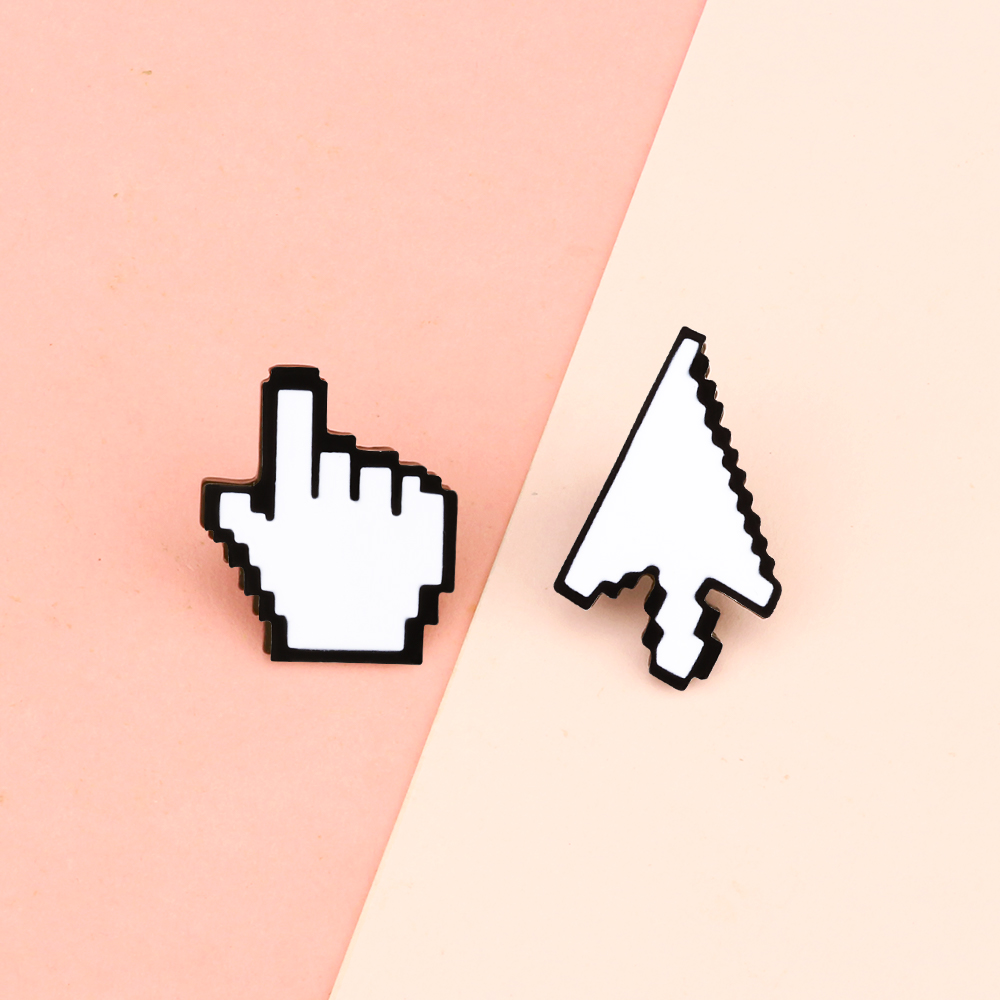 Klassieke Cursor Pixel Pijl Gebaar Email Pinnen Witte Computer Raam Muisaanwijzer Badges Broche It Worker Punk Sieraden Pin Cadeau