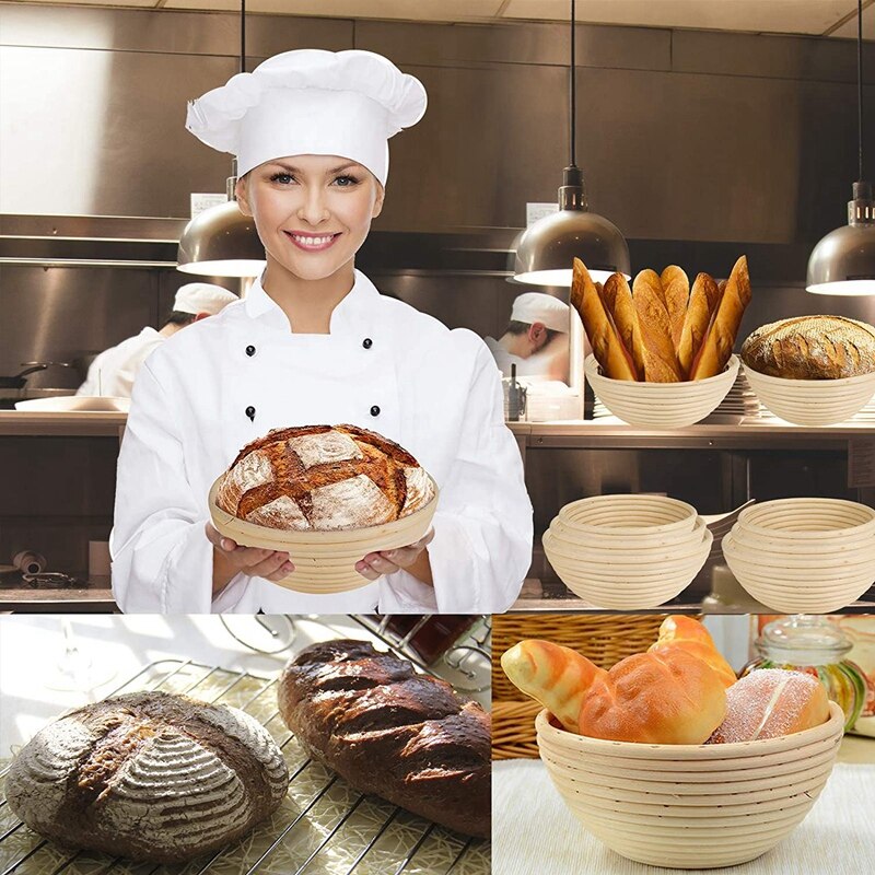 Round Bread Proofing Baskets Cloth Liner, Banneton Proofing Baskets 25Cm Bread Proofing Baskets for Baking