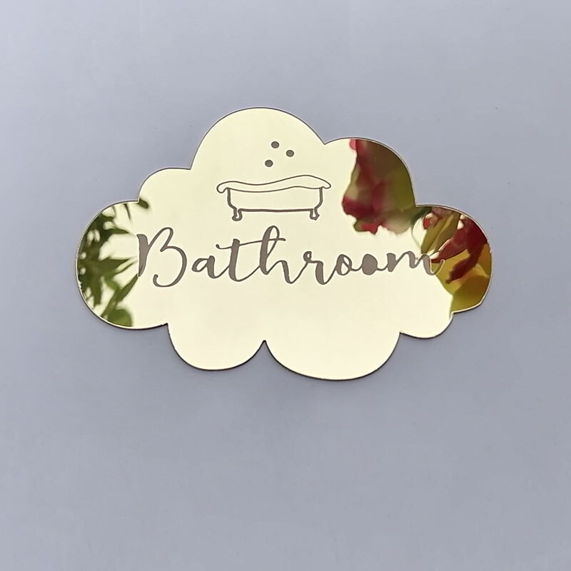 Home Family Hotel Washing Room Acrylic Mirror Door Signs Bathroom Sticker Label Party favor