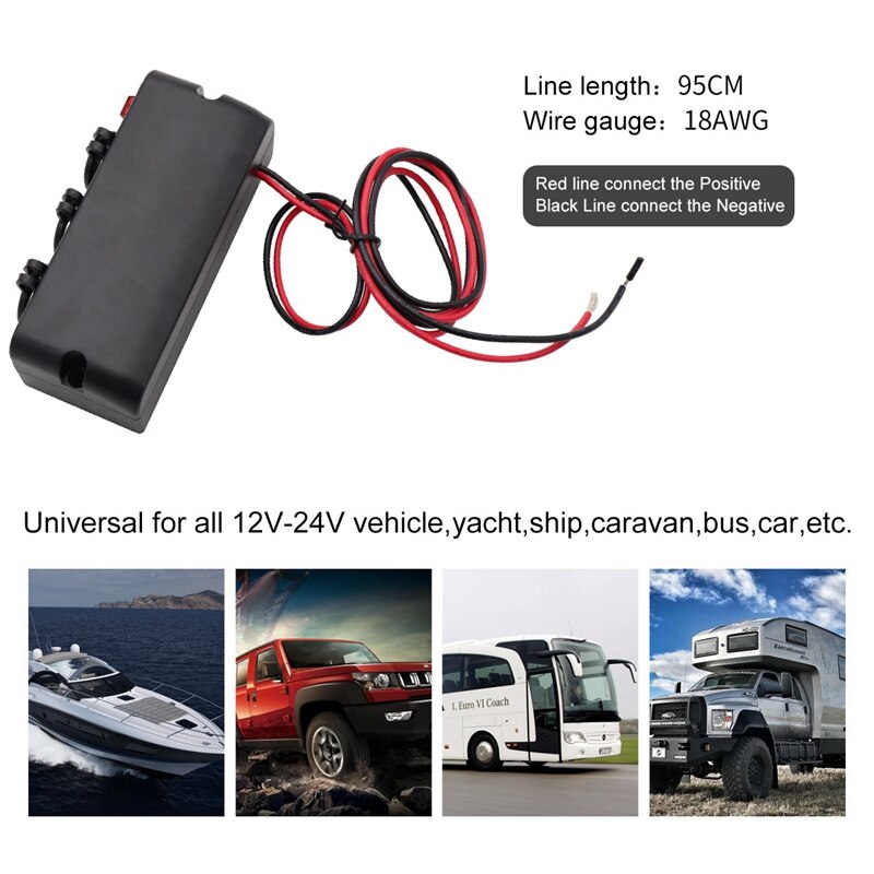 3 Way Auto-Sigarettenaansteker Splitter Charger Power Adapter 12/24V