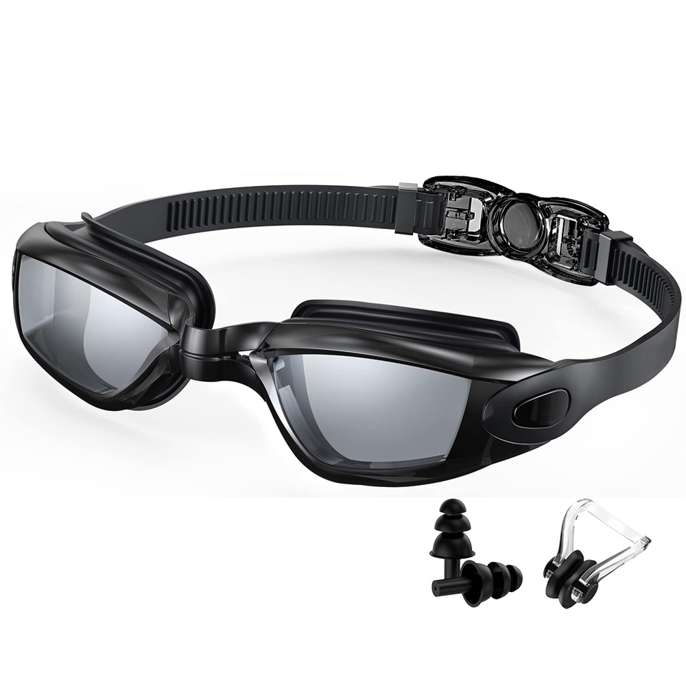 Schwimmbrille, professionelle wasserdichte Schwimmbrille, Antibeschlag, 100 % UV-Schutz, kein Auslaufen, für Erwachsene, Männer, Frauen, Jugendliche: Grau