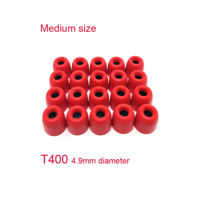 20 st /10 par anjirui  t400 4.9mm (  l ms ) caliber öronproppar bomull för öron hörlursspetsar skum minnessvamp öronkudde: T400 (  m) röd