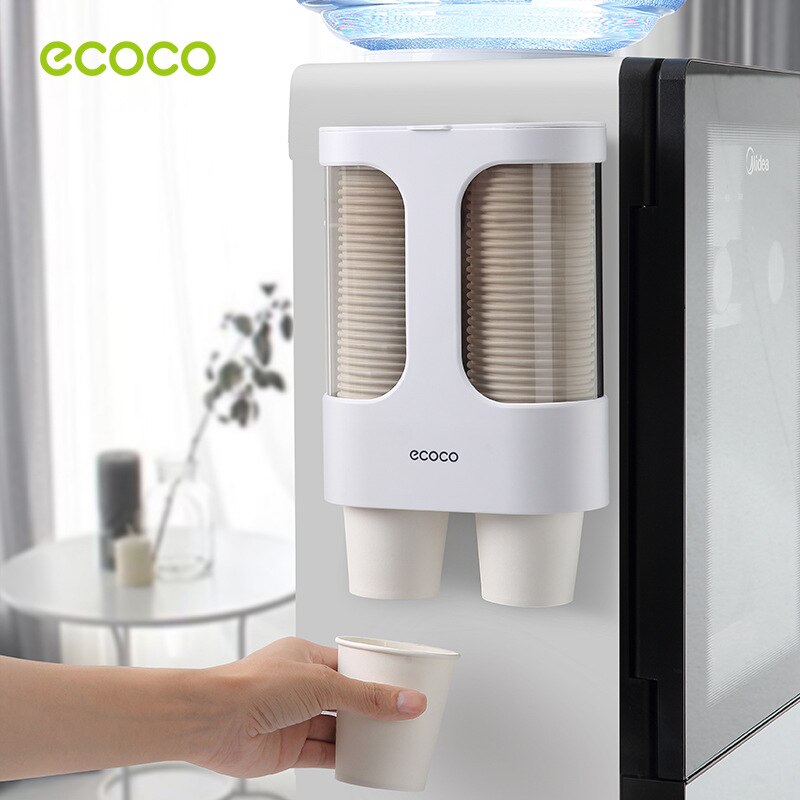 Dispensador de vasos de papel desechables, soporte de vaso de plástico para dispensador de agua, estante de almacenamiento de vasos automático montado en la pared, contenedor #8