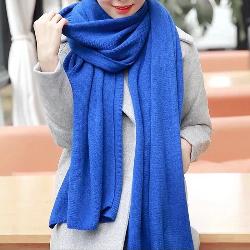 Estilo Simple Otoño Invierno mujer Lana escocesa bufanda mujer Cachemira bufandas chales largos abrigo manta dropshopping