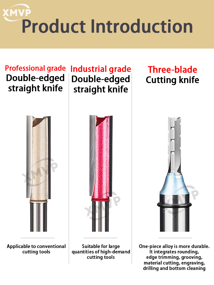 Fresa para carpintería con cuchillo recto de doble filo extendido, cabezal de herramienta para máquina de grabado y recorte, máquina de torno