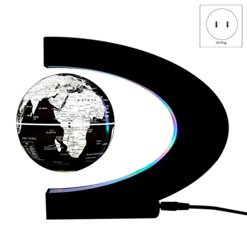 Floating Globe World Map Magnetic Levitation Globes C-Frame LED English Globe For Kids US Plug