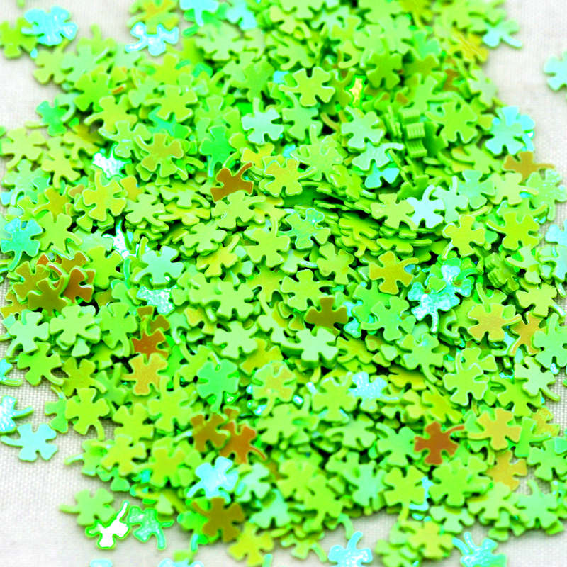 10 gram 3mm upvc grønne firkløver pailletter | neglelak applique miniaturer | fest dekorere konfetti