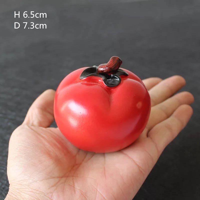 Noolim porslin färgskiftande te husdjur keramik persimon tomat groda prydnader tehus heminredning hantverk: L