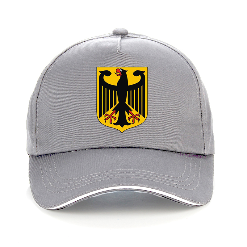 Wappen von Deutschland Baseball Kappe Neue Neutrale Baumwolle draussen Deutsche Flagge Patriot Hütte Abzeichen Männer frauen hüte knochen: Grau