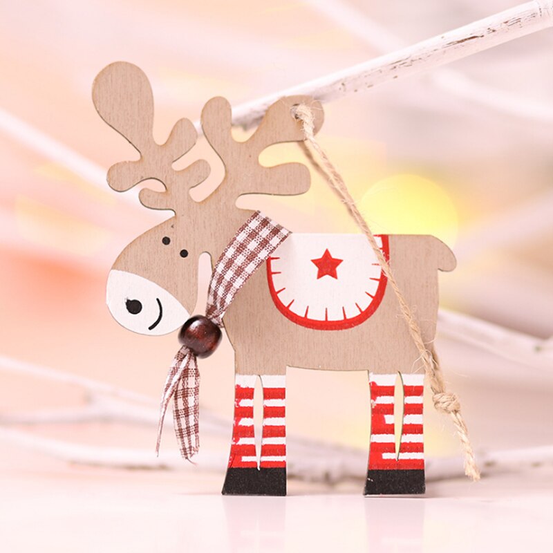 neue Weihnachten Holz Dekoration Anhänger Elch Weihnachten Baum Ornament Neue Jahr Weihnachten für Kinder: Style 8