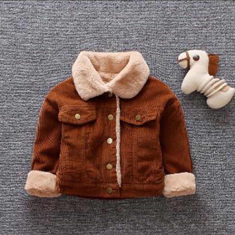 Kinderen Jongens Meisjes Warme Jas Lange Mouw Effen Kleur Herfst Baby Jas Dikker Bovenkleding Casual Aby Meisje Kleding Wint: BZ1055 brown / 18m