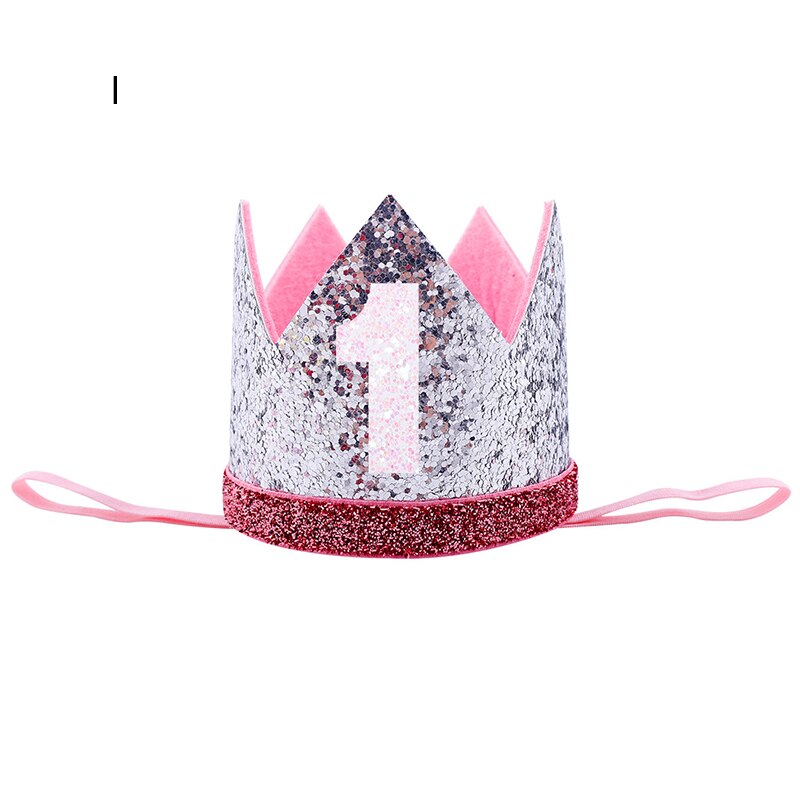 Corona de plata para cumpleaños, sombreros para , niños, niñas, niño, un año, corona de princesa, diadema, de bienvenida del bebé, suministro de decoración para fiestas: I