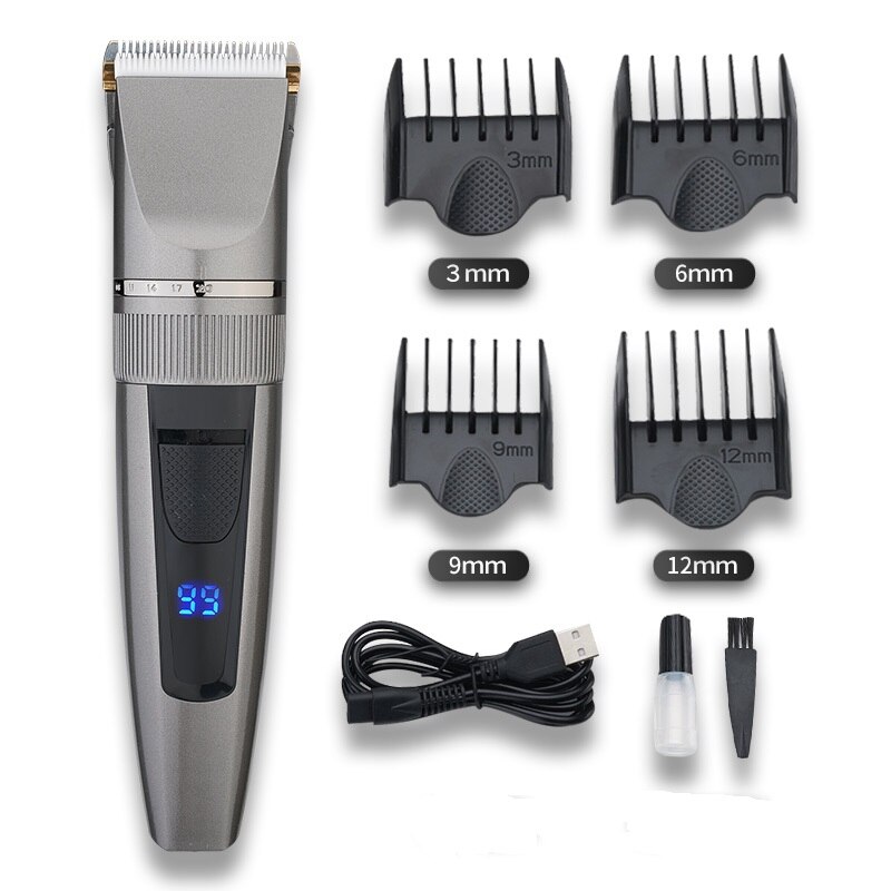 Hair Clipper Electric Trimmer With LED Screen Washable Rechargeable Men Strong Power Steel Cutter Head: Gold