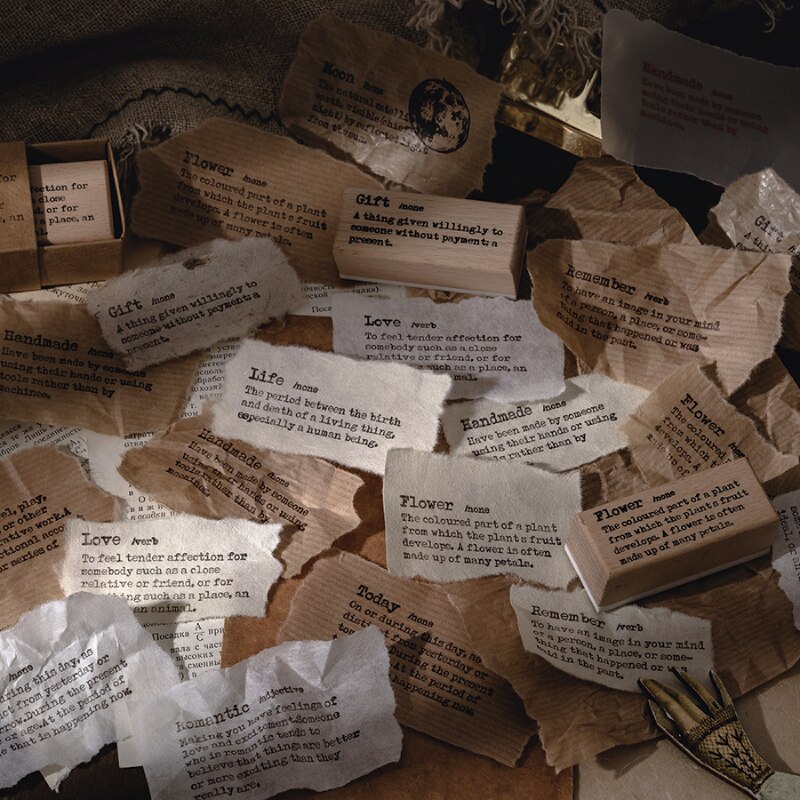 retro Englisch Wörterbuch holz klar Gummi stempel für DIY scrapbooking/foto Album Dekorative stempel Standard stempel holz dichtung