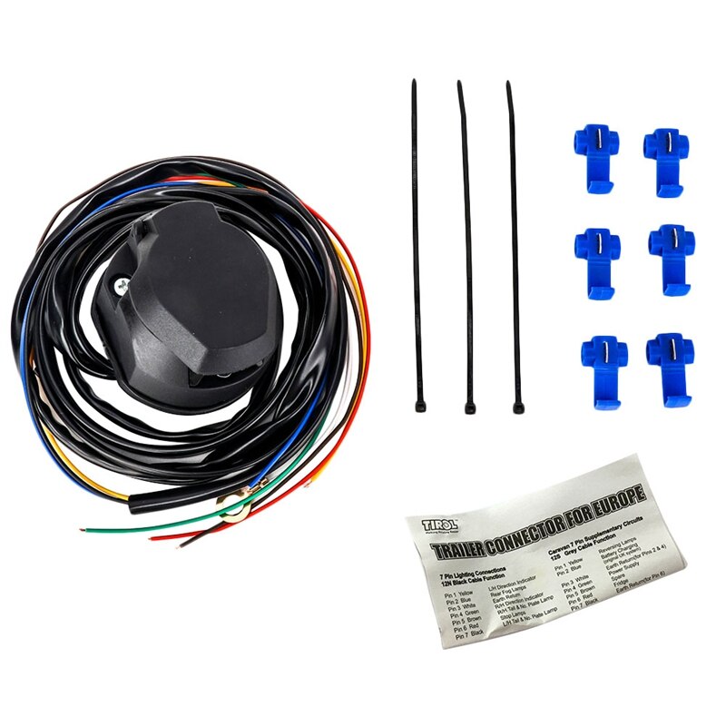 TIROL 7 Pin Trailer Socket Cable 1.5M Wire for Car Trailer Wiring Connector Parts
