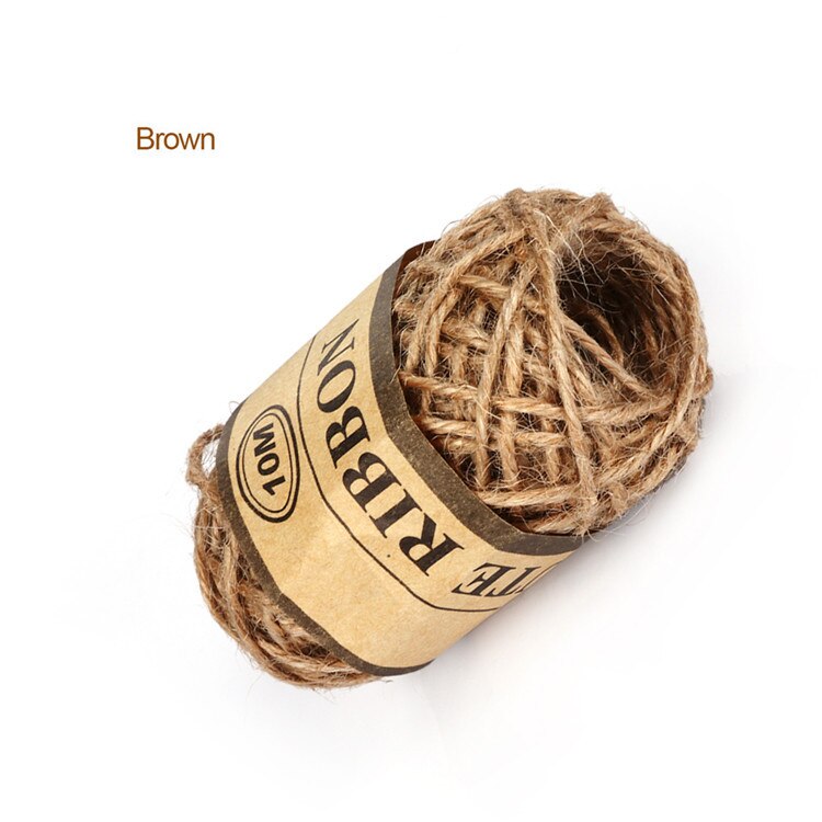 10m natuurlijke jute touw diy touw koord hennep touw 1mm rustieke verpakking touw bruiloft sticker huis textiel kleding decoratie: Bruin