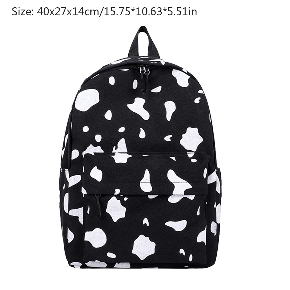 Ko mønster rygsæk til piger skole teenagere vintage afslappet skoletaske mochila feminina laptop taske tasker bogtaske rejsetaske: Skriv en sort