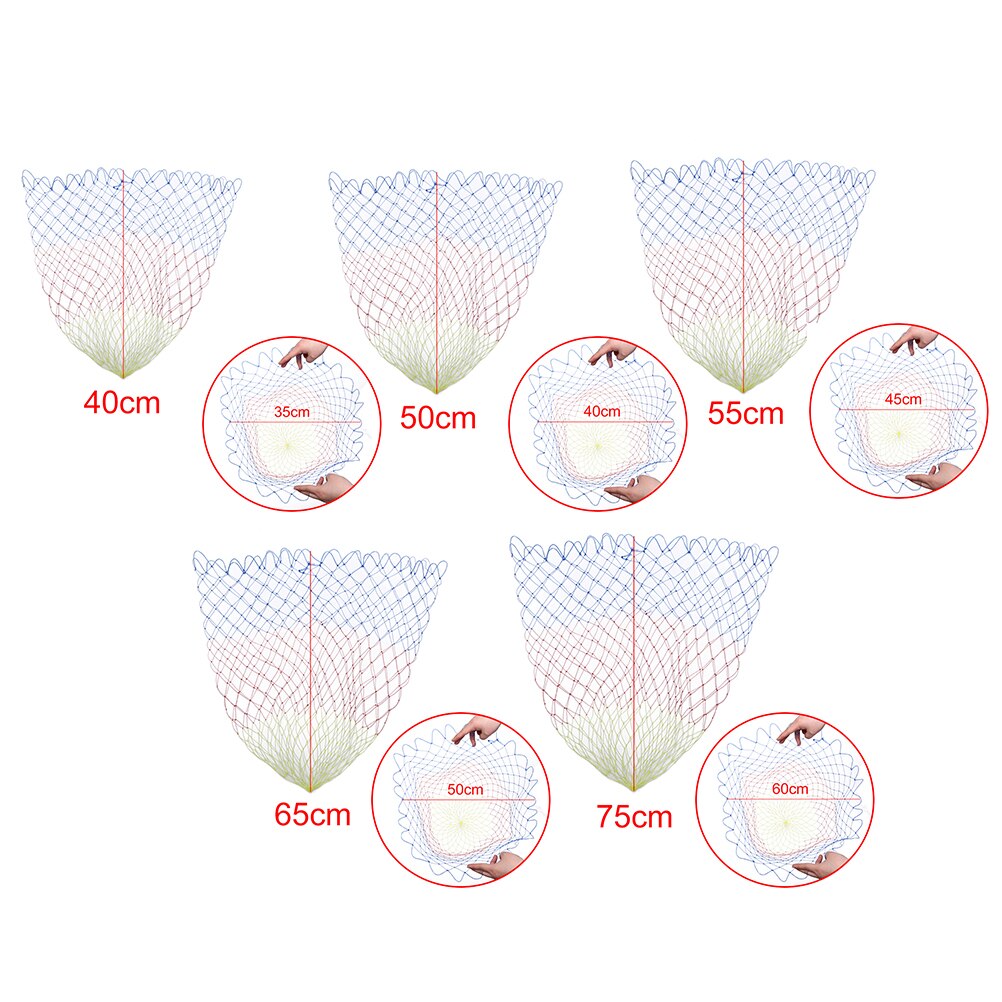 1 Pcs Nylon Fishing Nets Collapsible Fishing Tools Rhombus Mesh Hole Depth Folding Nylon Landing Net Net 35/40/45/50/60cm