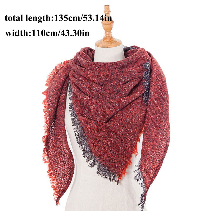 Women Winter Warm Scarf Knit Pashmina Bandana Solid Female Warm Triangle Double Size Scarves Blanket Shawls And Wraps Bufanda