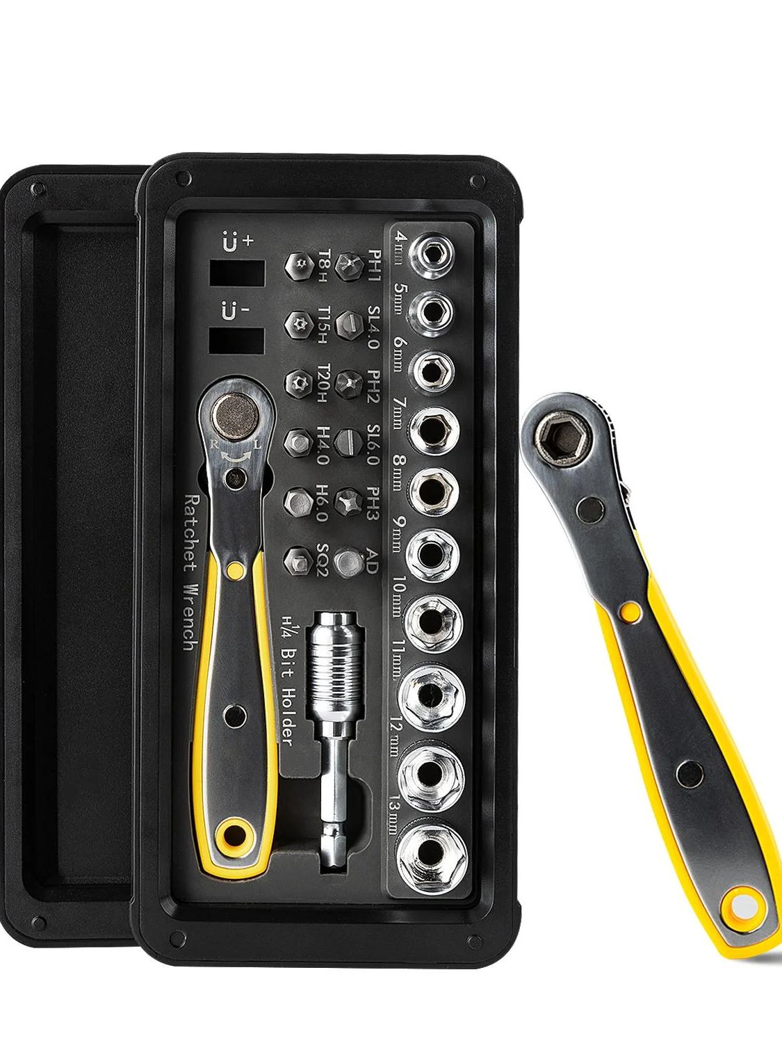 VMAN 24in1 Multifunction Ratchet Screwdriver Set Multi Magnetic Bits Mini Repair Tool Kit Household Tool For PC & Iphone Etc.: Yellow