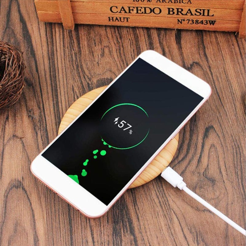 Portable Qi Wireless Charger Charging Slim Wood for Apple IPhone 8 Plus X 11 MAX Wireless Charger for Samsung S10 S9 Huawei