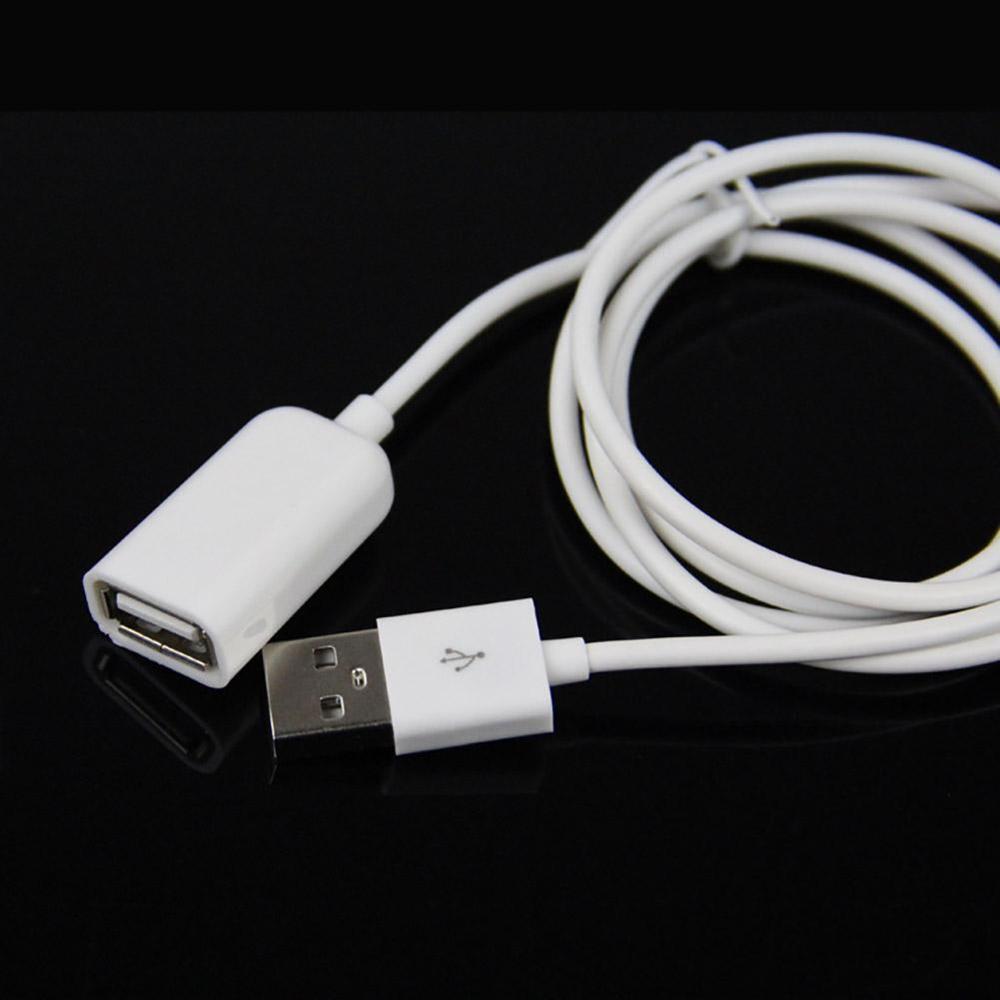 White PVC Metal USB 2.0 Male to Female Extension Adapter 3Ft 1m Cord Cable K9N4