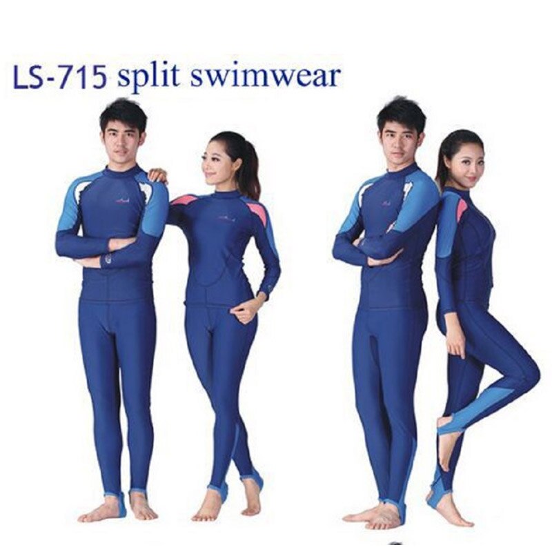 Dive & Sail Mannen Vrouwen Lycra Lange Mouwen Floatsuit Badmode Duiken 2 Stuks Pak Huid Uv Zon Bescherming Pak LS-715