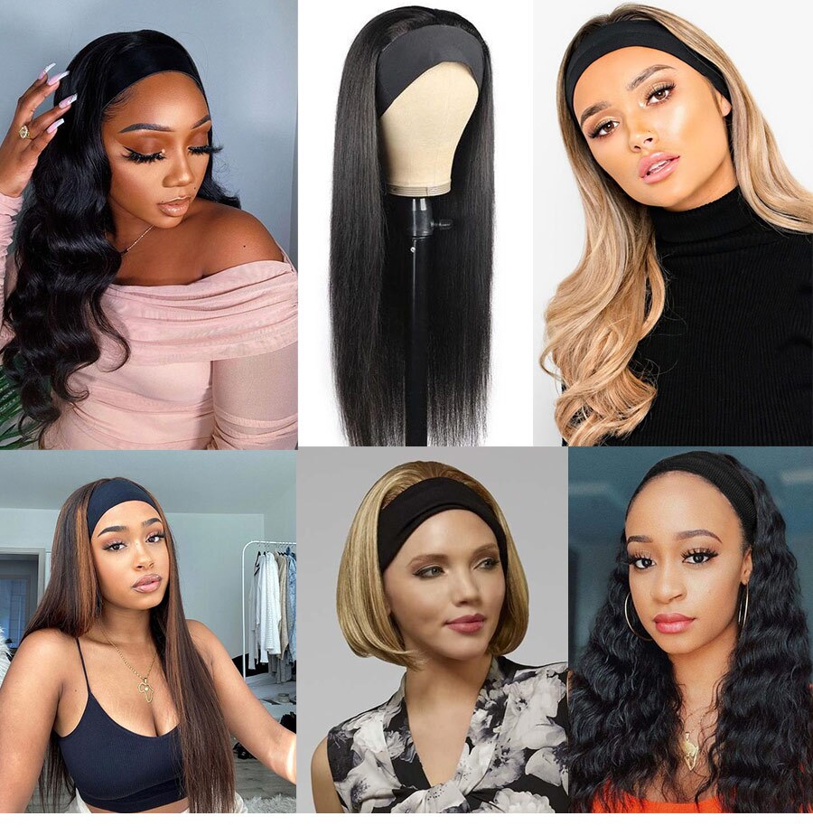 Leeons Headband Wig Cap For Making Wigs Weaving Cap With Lace Black Headband Wig Cap With Adjustable Velcro Wig Elastic Band Cap