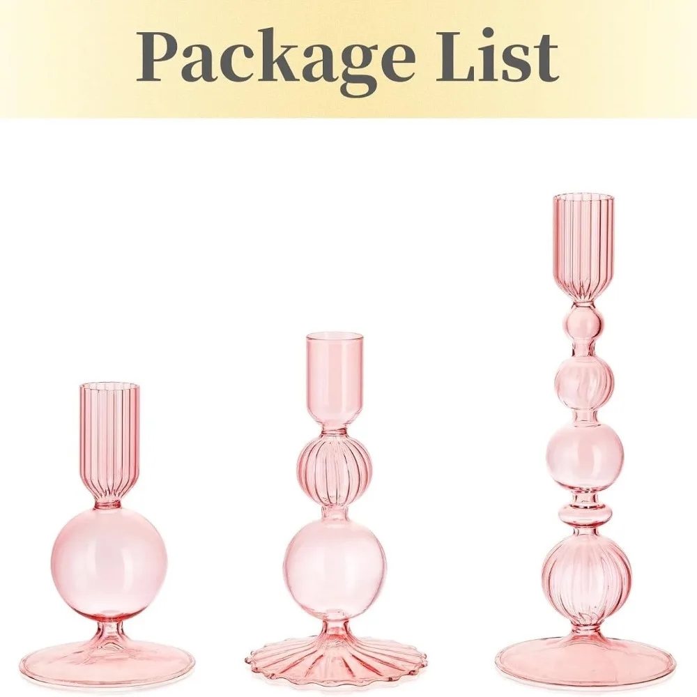 3 pçs castiçais de vidro castiçais cônicos de vidro groovy ondulado elegante vela vara para decoração de festa em casa: YELLOW