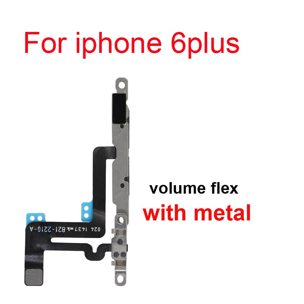 1 stk power flex med metalholder til iphone 5 5s 6 6s 7 8 plus mute switch strømstyrkeknap flex kabel: For 6 plus volumen