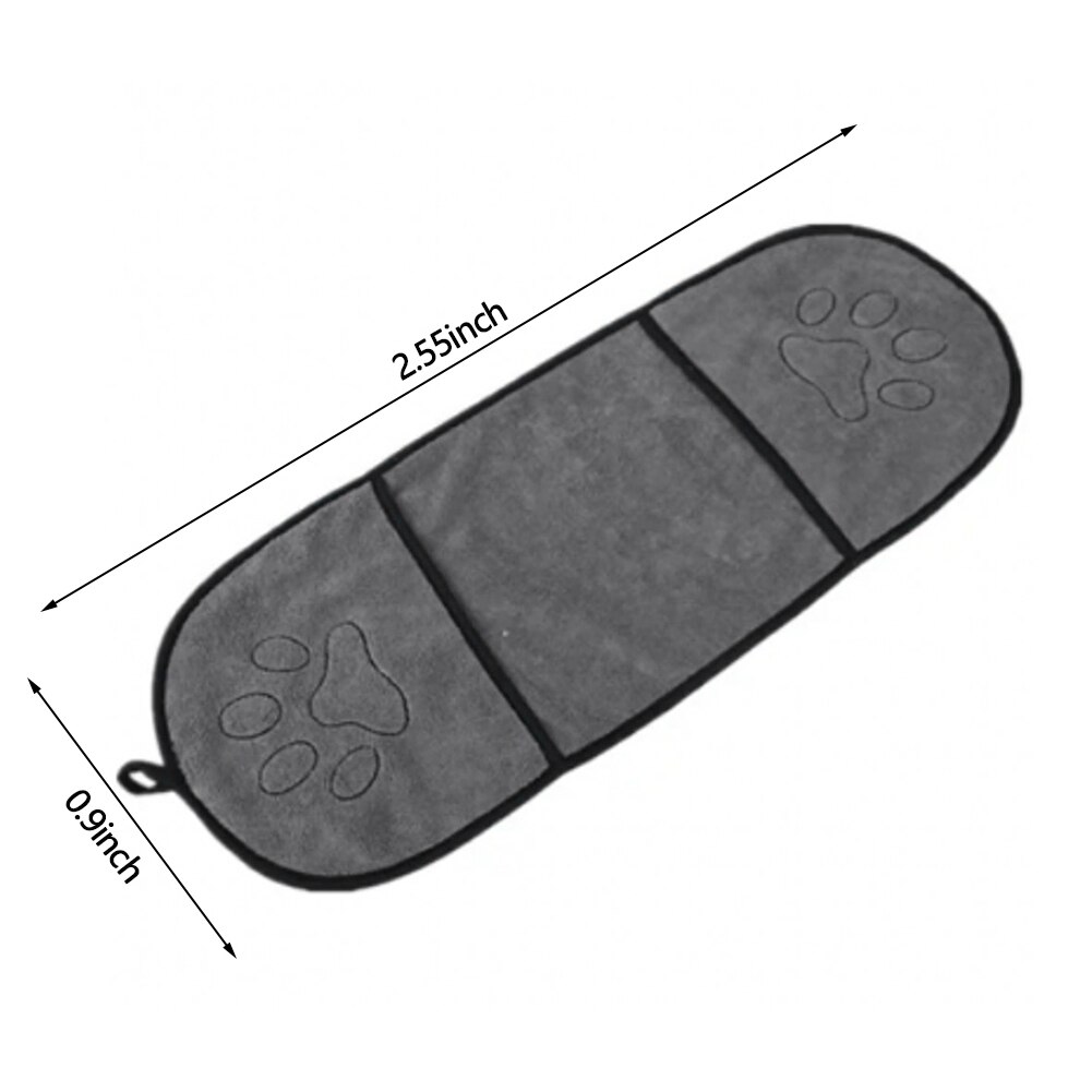 Pet Dog Bath Towel Microfiber Ultra-Absorbent Cat Small Dogs Drying Towel Blanket With Pocket For Large Dogs Bathrobe 23*65cm: Grey
