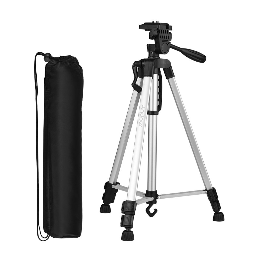 Trípode Andoer para bolsa de transporte de teléfono, trípode para Canon Sony Nikon DSLR, trípode para cámara para iPhone Huawei Smartphone: Silver