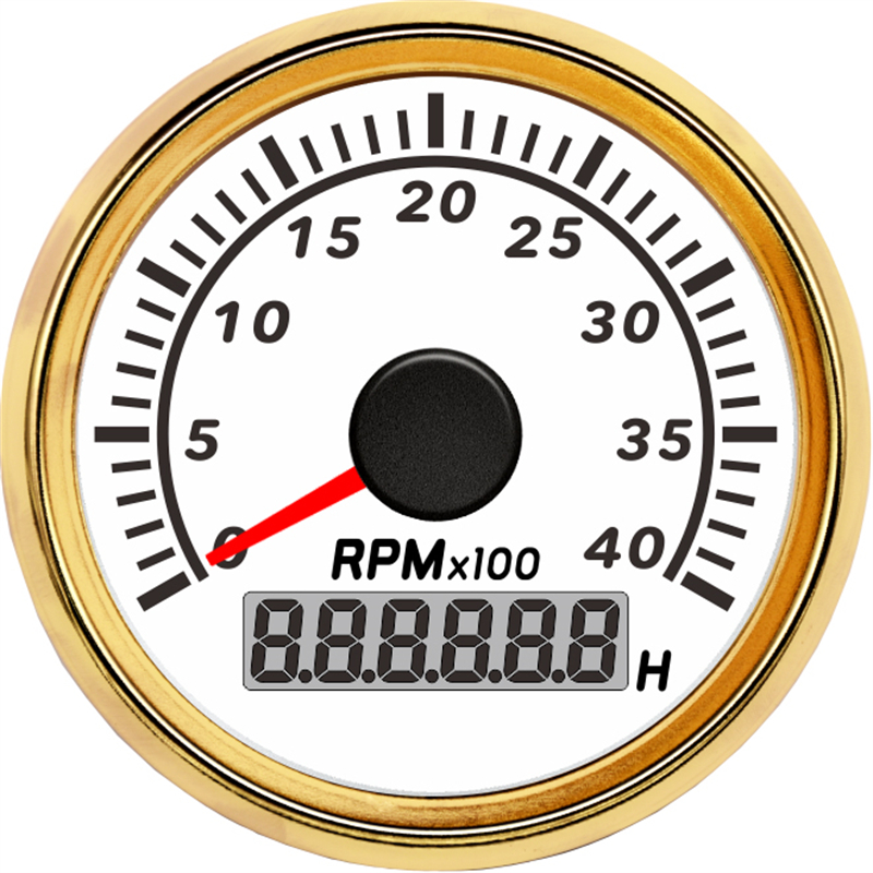 Tacómetros pequeños de , medidor de revoluciones blancas de 52mm, 0-4000RPM, para coche, barco, camión, 9-32v: Castaño
