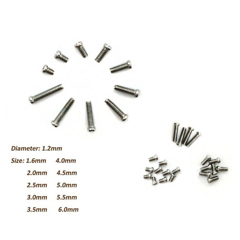 1.2Mm Rvs Diverse Schroeven Horloge Gereedschap Voor Reparaties Horloge 10 Maten Horloge Reparatie Tool Kit Voor Horloge Reparatie tool