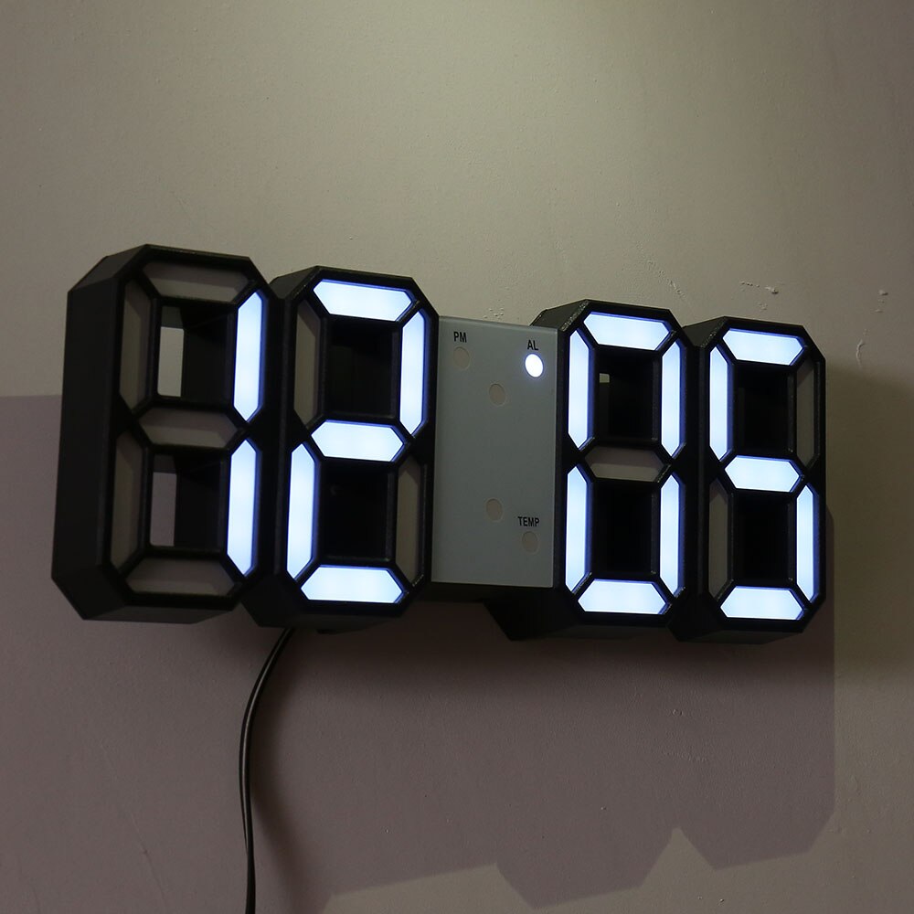 Wall Clock Watch Clock 3D Led Digital Modern Living Room Decor Table Alarm Nightlight Luminous Desktop