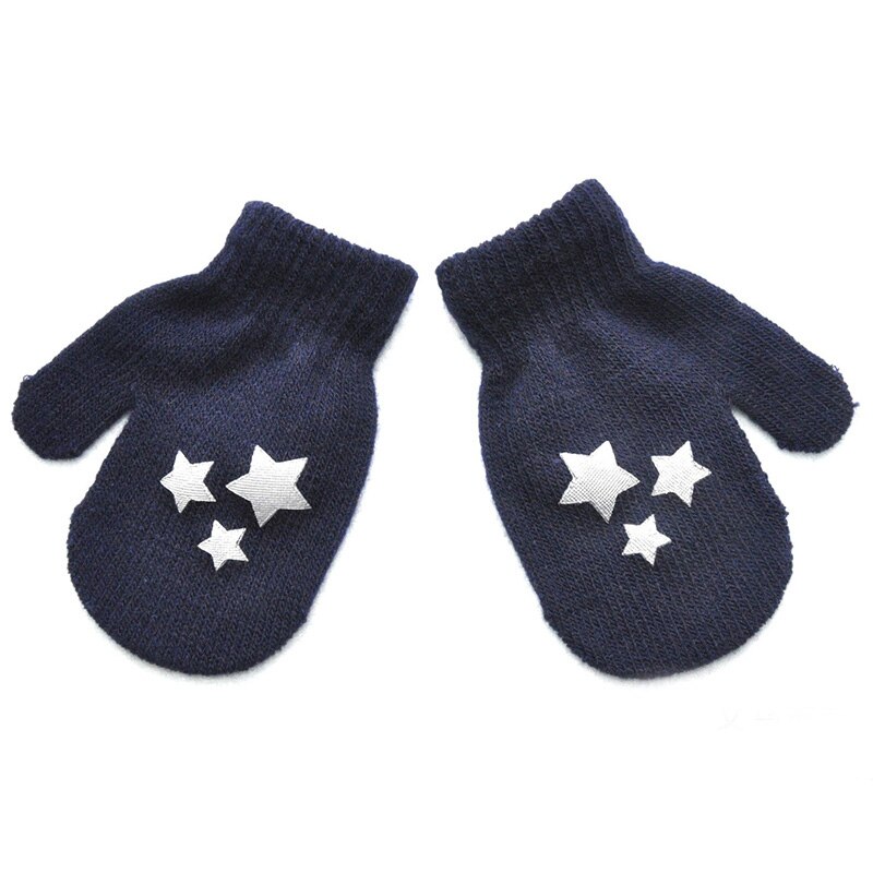Mitaines pour bébé, tricotées, pour bébé, hiver, doux et , pour bébé garçon et fille: Deep blue star