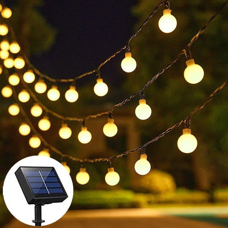 5/7/12m festão led fada globo solar bola luz da corda ao ar livre jardim feriado solar guirlanda lâmpada festa de casamento decoração do quarto
