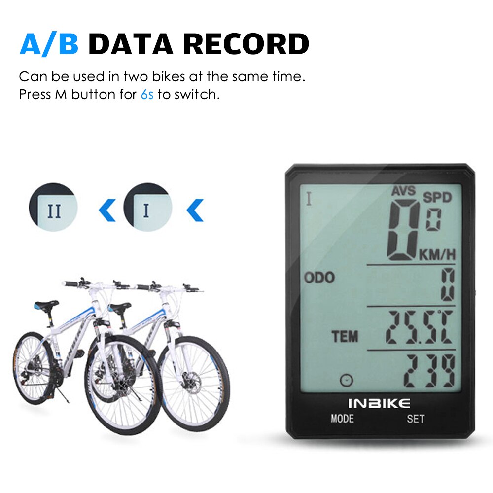 Inbike 2.8 Inch Fiets Draadloze Computer Multifunctionele Regendicht Fiets Kilometerstand Fietsen Snelheidsmeter Stopwatch Backlight Display