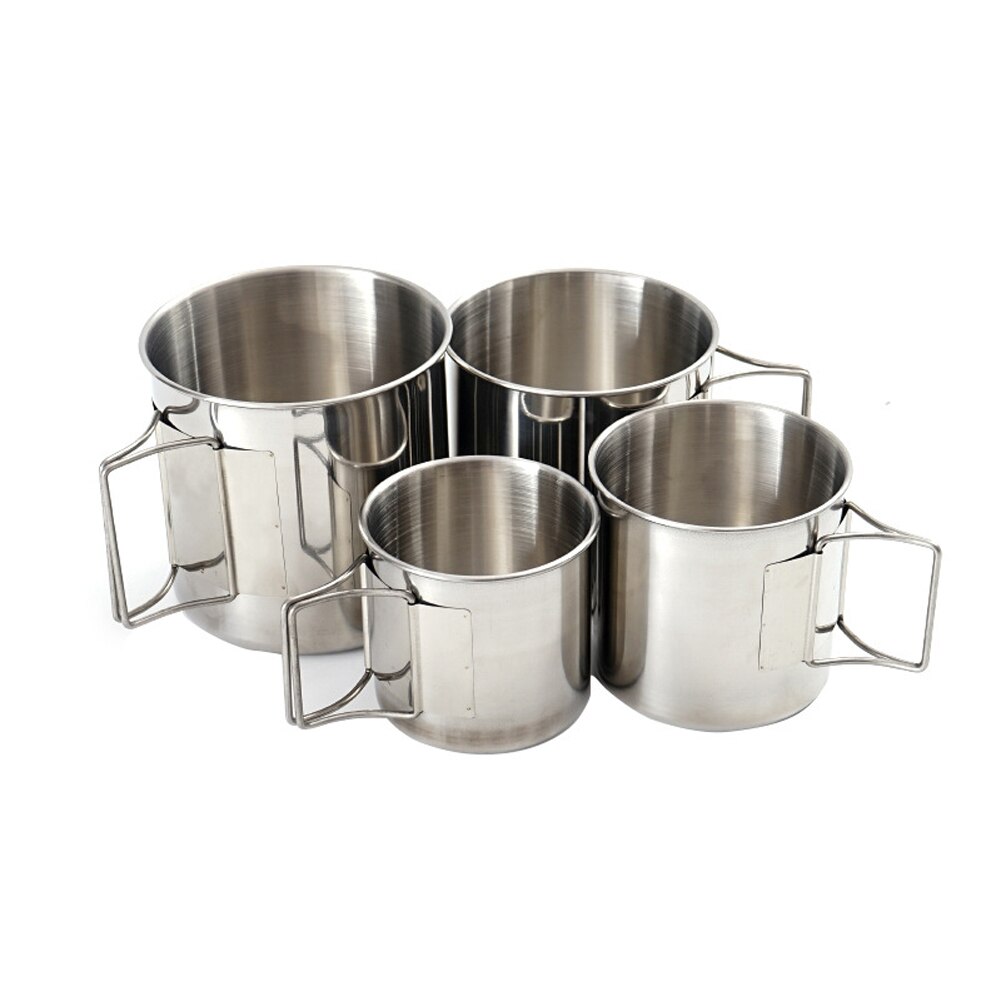 4Pcs 304 Rvs Outdoor Camping Cup Set Draagbare Bergbeklimmen Trekking Cups Reizen Wandelen Kookgerei Camping Benodigdheden
