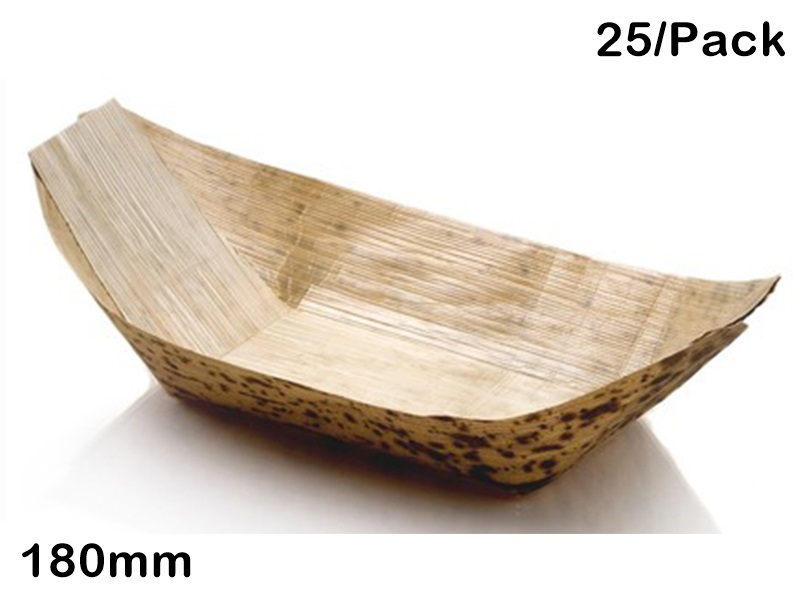 -suministros de boda para eventos, vajilla desechable ecológica, bote de hoja de bambú de 220mm, paquete de 20: 180mm