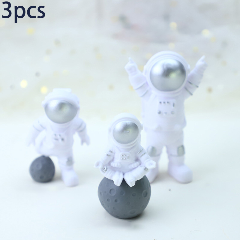 Universumi raketti astronautti hyvää syntymäpäivää kirje koriste kakkupäällinen jälkiruoka lapsille & #39 ; päivä ihanat juhlatarvikkeet: Hopea