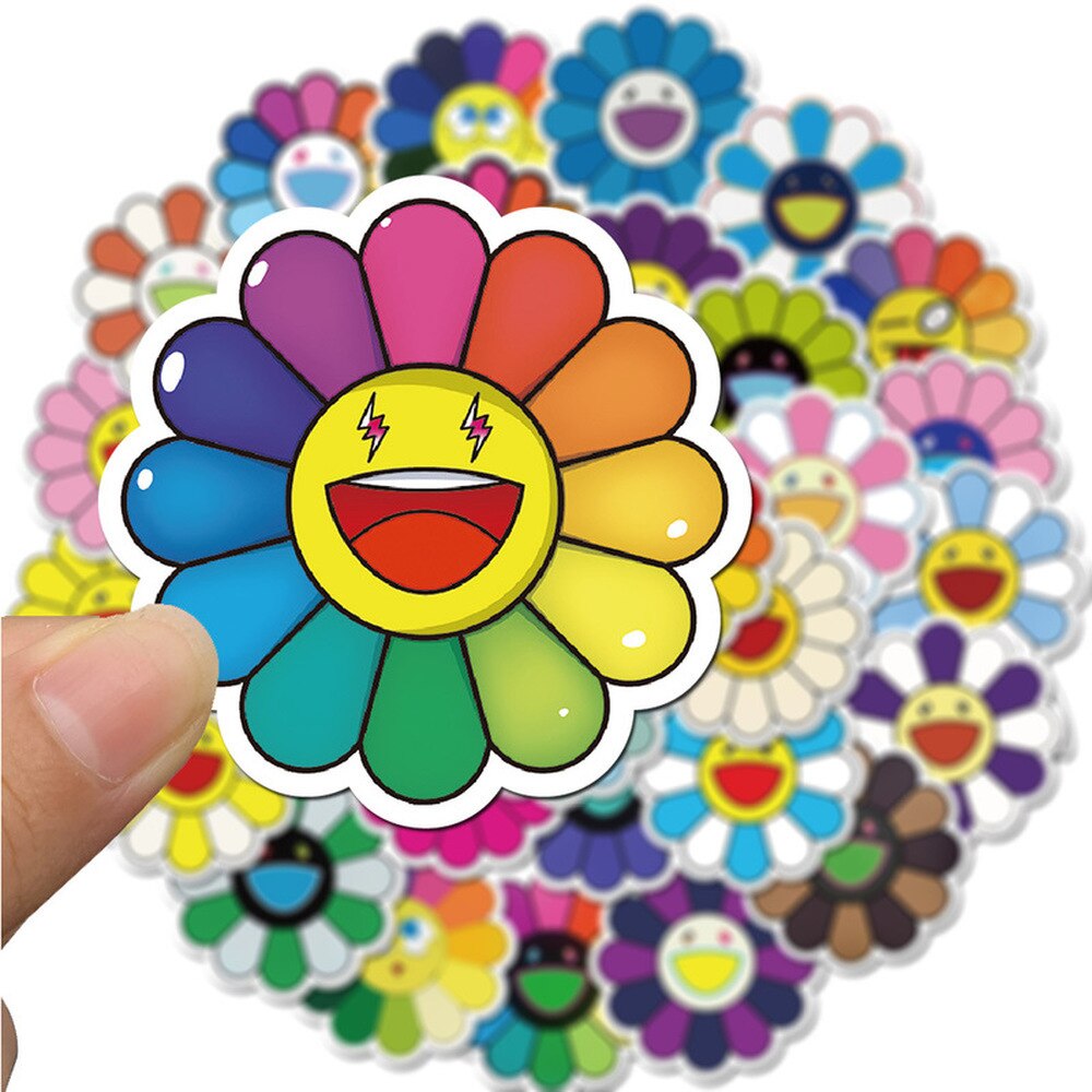 10/50Stck Sonne Blume Kunst Aufkleber Reise Li Kasten Aufkleber Computer Skateboard Gitarre Dekoration Wasserdichte Aufkleber Sonnenblume Aufkleber