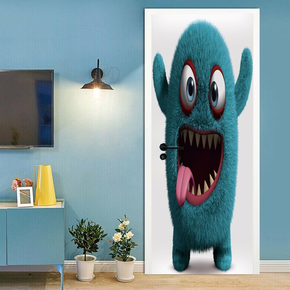 3D Classic Halloween Monster Deur Sticker Zelfklevende Slaapkamer Muurstickers Muurschildering Behang Muursticker