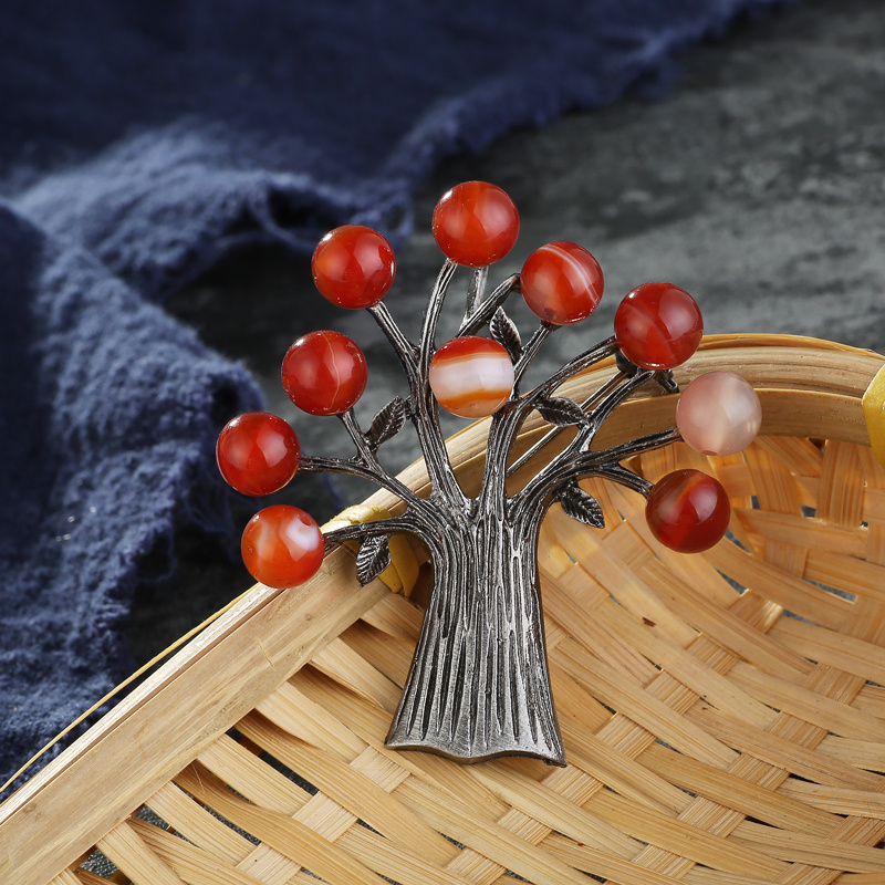 Stein Baum Broschen für Frauen Elegante Vintage Brosche Anlage Zweig Pins Weihnachten Baum des Lebens Broschen Kragen Anzug Zubehör